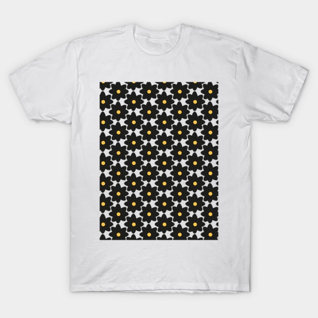 Black and yellow flowers T-Shirt by Cherubic